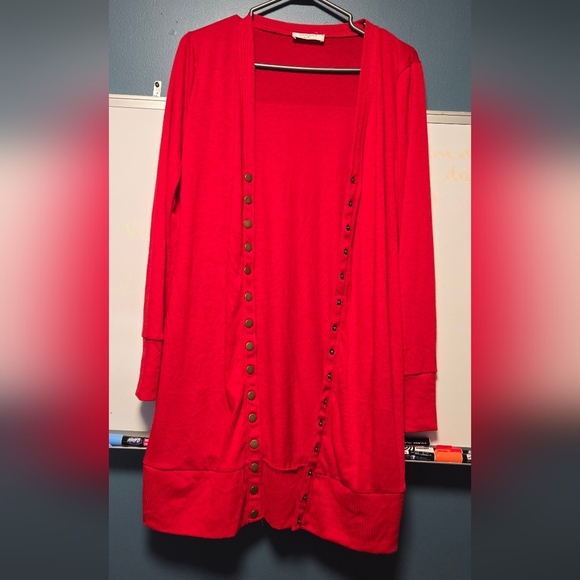 44. Zenana snap Cardigan size small red - Picture 1 of 3